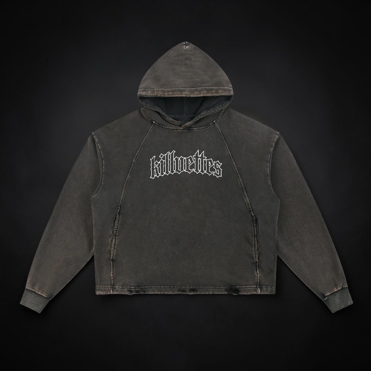 KillVettes Orgin Vintage Washed Frayed-Hem Hoodie