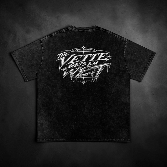 The Vette Gets Em Wet Washed Tee