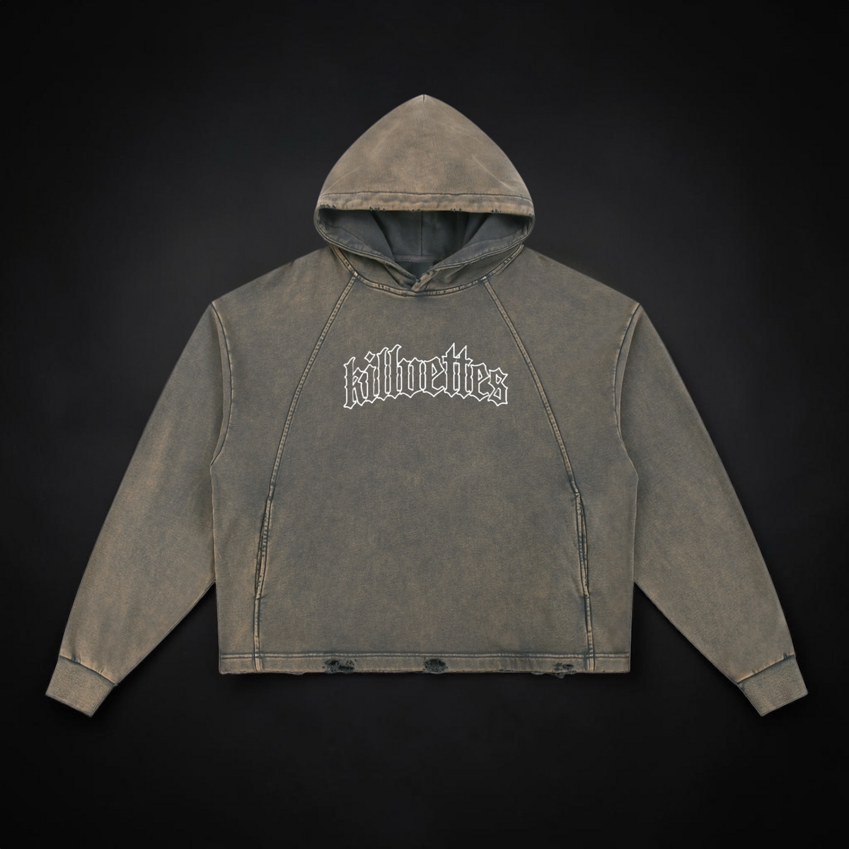 KillVettes Orgin Vintage Washed Frayed-Hem Hoodie